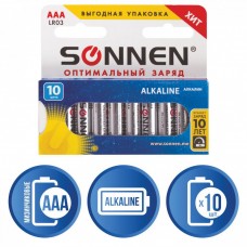 Батарейки алкалиновые Sonnen Alkaline LR03 (AAA) 10 шт 451089 (6) в СПб, Санкт-Петербурге
