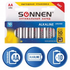 Батарейки алкалиновые Sonnen Alkaline LR6 (АА) 10 шт 451086 (6) в СПб, Санкт-Петербурге