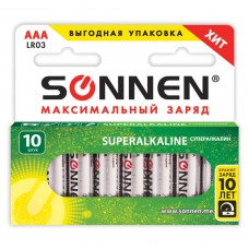 Батарейки алкалиновые Sonnen Super Alkaline LR03 (ААА) 10 шт (454232) (3) в СПб, Санкт-Петербурге