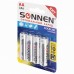 Батарейки алкалиновые Sonnen Alkaline LR6 (АА) 4 шт 451085 (12) в СПб, Санкт-Петербурге купить