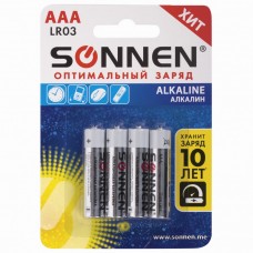 Батарейки алкалиновые Sonnen Alkaline LR03 (AAA) 4 шт 451088 (12) в СПб, Санкт-Петербурге