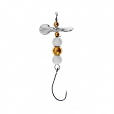 Мини блесна вертушка Premier Fishing Micro-turbo 1,8г, цвет ТБ белые шарики