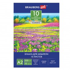 Папка для акварели А2 Brauberg Art Classic Луг 10 листов 200 г/м2 среднее зерно 111062 (2)