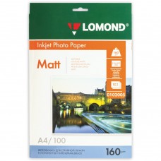 Фотобумага для струйной печати Lomond А4, 160 г/м2, 100 листов, односторонняя матовая 0102005
