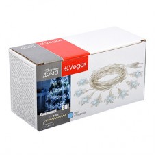 Светодиодная гирлянда для дома (холодный свет) Vegas Снежинки 80 LED, 10 м, 220V 55082 в СПб, Санкт-Петербурге