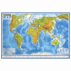 Карта мира физическая интерактивная Brauberg 101х66 см 1:29М в тубусе 112378 (3)