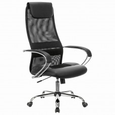 Кресло офисное Brabix Premium Stalker EX-608 CH сетка/ткань/кожзам, черное 532091