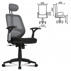 Кресло офисное Brabix Saturn ER-400 сетка/ткань черно-серое 530871 (1)