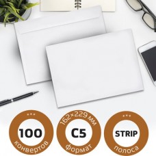 Конверты почтовые С5 отрывная лента внутренняя запечатка 100 шт 112187 (3)