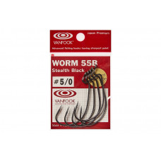 Крючок офсетный Vanfook Worm-55B №3/0 Stealth Black (7 шт)