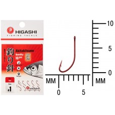 Крючок Higashi Akitakitsune ringed №1 Red (10 шт)