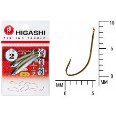 Крючок Higashi Akitakitsune ringed №2 Gold (10 шт)
