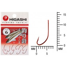 Крючок Higashi Akitakitsune ringed №6 Red (10 шт)
