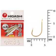Крючок Higashi Umitanago ringed №0,8 Gold (10 шт)