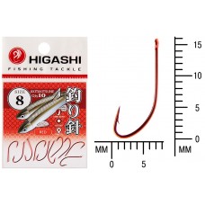 Крючок Higashi Akitakitsune ringed №8 Red (10 шт)