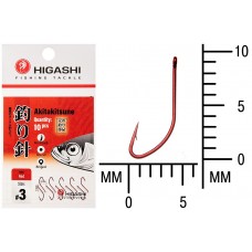 Крючок Higashi Akitakitsune ringed №3 Red (10 шт)
