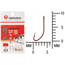 Крючок Higashi Akitakitsune ringed №2,5 Red (10 шт)