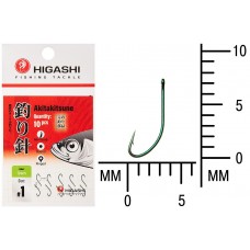 Крючок Higashi Akitakitsune ringed №1 Green (10 шт)
