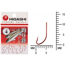 Крючок Higashi Akitakitsune ringed №4 Red (10 шт)