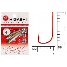 Крючок Higashi Sode ringed №4 Red (10 шт)