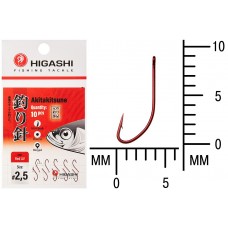 Крючок Higashi Akitakitsune ringed №2,5 Red UV (10 шт)