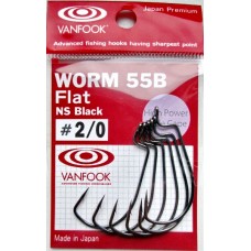 Крючок офсетный Vanfook Worm-55B Flat №4/0 NS Black (4 шт)