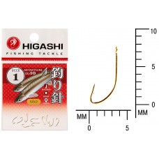 Крючок Higashi Akitakitsune ringed №1 Gold (10 шт)