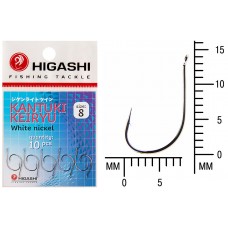 Крючок Higashi Kantuki Keiryu №8 White Nickel (10 шт)