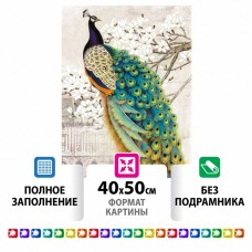 Алмазная мозаика 40х50 см Остров Сокровищ Павлин без подрамника 662411 (1)