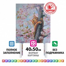 Алмазная мозаика 40х50 см Остров Сокровищ Кот на дереве без подрамника 662577 (1)
