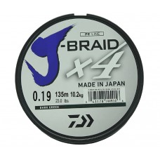 Леска плетеная Daiwa J-Braid X4 135м 0,19мм зеленая
