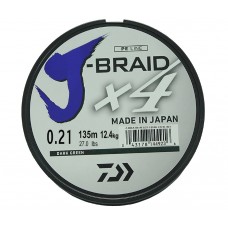Леска плетеная Daiwa J-Braid X4 135м 0,21мм зеленая