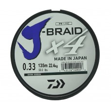 Леска плетеная Daiwa J-Braid X4 135м 0,33мм зеленая