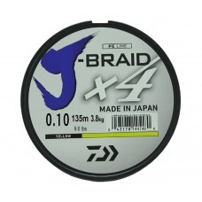 Леска плетеная Daiwa J-Braid X4 135м 0,10мм желтая
