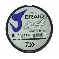 Леска плетеная Daiwa J-Braid X4 135м 0,17мм зеленая