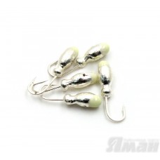 Мормышка Яман щелкун с отв., цвет Silver Plated, с фосф. пяткой (5 шт.) Я-МР137