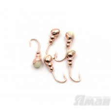 Мормышка Яман муравей с отв., цвет Copper Plated, с фосф. пяткой, d 4 (5 шт.) Я-МР164