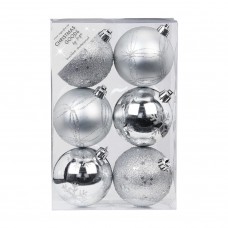 Набор ёлочных шаров INGE'S Christmas Decor 81190G002 d 8 см, серебро (6 шт)