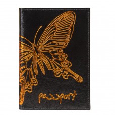Обложка на паспорт Befler Бабочка из натуральной кожи O.14.-11 в СПб, Санкт-Петербурге купить
