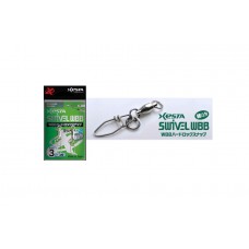 Карабин с вертлюгом Xesta WBB Hard Lock Snap+Ring, р. 1, цв. S, до 22,6 кг 2 шт
