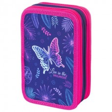 Пенал BRAUBERG, 3 отделения, полиэстер, 21х14 см, Beautiful butterfly, 270323 (1)