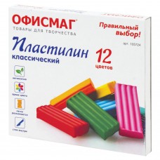 Пластилин классический Офисмаг 12 цветов 240 г со стеком 105724