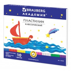 Пластилин классический Brauberg 10 цветов 200 г со стеком 103255