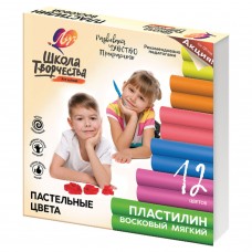 Пластилин восковой пастельный Луч Школа Творчества 12 цветов 180 г 29С 1771-08