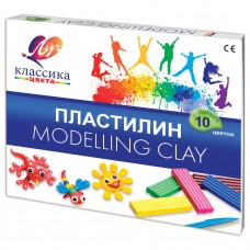 Пластилин классический Луч Классика 10 цветов 200 г со стеком 7С304-08