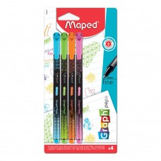 Ручки капиллярные трехгранные Maped Graph Pep's линия 0,4 мм 4 шт 749043