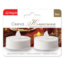 Свеча чайная светодиодная Vegas Классика c батарейкой 2 шт 3,8х4 см, 24V 55047 в СПб, Санкт-Петербурге