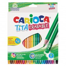 Карандаши цветные стираемые с резинкой Carioca Erasable 24 цвета 42938